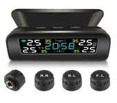 Sistema de monitoreo de presión de llantas Reloj solar Pantalla LCD Monitorización de presión de neumáticos TPMS inalámb