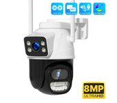 Hiseeu WS418B 4K 8MP Cámara WiFi de exterior de doble lente inalámbrica PTZ de seguridad ONVIF H.265+ Cam Visión nocturn
