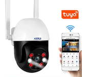 Cámara inteligente inalámbrica IP WiFi KERUI K268 Tuya 3MP PTZ para exteriores con seguridad doméstica, zoom digital de