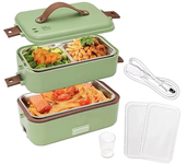 Caja de almuerzo eléctrica portátil de 300W de 2 capas para viajes, recipiente de comida autocalentable para cocina en c