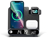 Cargador inalámbrico Bakeey 15W 3 en 1 con reloj despertador, Carga inalámbrica rápida para teléfonos inteligentes con t