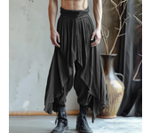 INCERUN Pantalones para Hombre Desconstruidos de Color Sólido en Capas Moda Cómodos Pantalones de Cintura Elástica para