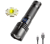 Linterna LED P50 Potente y Zoomable, Recargable por USB, para Acampar al Aire Libre, Luz de Flash Zoom Super Brillante,