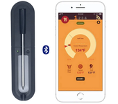 Termómetro inteligente inalámbrico para barbacoa con sonda Bluetooth y pantalla en la aplicación del teléfono, que muest