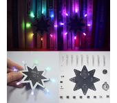 Caja de música electrónica para decoración de árbol de navidad en forma de estrella octogonal con luces LED de colores y
