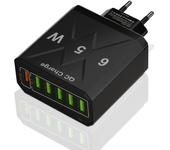 Cargador de pared de carga rápida QC3.0 de 65W y 6 puertos USB 3.1A USB-A*5 con enchufe EU y enchufe US para iPhone 12 1