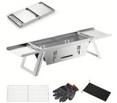IPRee Parrilla de acero inoxidable portátil para exteriores, barbacoa de carbón gruesa, horno de asar plegable para el h