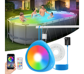 Luces LED para piscinas con control de APP, luces sumergibles magnéticas atenuables RGB para piscinas sobre suelo y ente