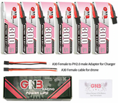 Batería Gaoneng 3.8V 300mAh 80C 1S LiHV de 6 piezas con conector A30 y cable adaptador para Emax Tinyhawk S BetaFPV Beta
