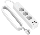 SFC08-1 2200W 10A enchufe de corriente de la UE con 3 tomacorrientes y 4USB regleta de energía con cable de extensión de