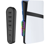 JYS JYS-P5231 Hub USB 6 en 1 para PS5 Slim/Pro con 5xUSB2.0+USB3.0 Puerto Type-C Plug and Play Iluminación RGB Expansión