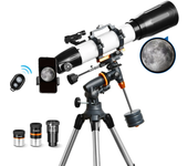 [EU Direct] AOMEKIE A02022 Telescopio Astronómico de 650x90mm para Adultos con montura EQ y adaptador para teléfono. Reg