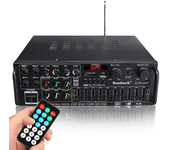 Amplificador de potencia de audio HiFi de 2 canales Sunbuck bluetooth estéreo con control remoto USB SD FM 220V EU Plug