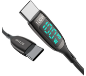 [3 paquetes] BlitzWolf® BW-TC23 100W 5A Cable Tipo C a Tipo C con pantalla LED Carga rápida PD3.0 PPS QC4.0+ QC3.0 Trans