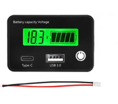 Indicador de capacidad de carga de batería de plomo-ácido y litio con USB Type-C para automóviles y motocicletas, voltím