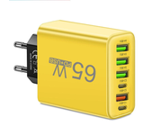 Cargador USB PD de 6 puertos AR-880 3.1A 65W,4 USB-A + 2 USB-C,adaptador de carga rápida,cargador de pared,enchufe EU pa
