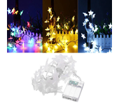 Luz de Cuerda de Hadas con Cinco Estrellas Esmeriladas Alimentada por Batería, 3,3M y 30 LED, Decoración de Navidad y Bo