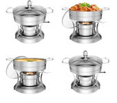 Juego de Bufé de cacerola calentadora Warmounts 1QT Buffet, olla Shabu Hot Pot individual, acero inoxidable, tapa de vid