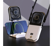 Mini ventilador de mano portátil para exteriores con correa de cuello, carga USB, batería de 3000 mAh, plegable 180°, ve