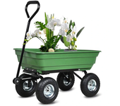 [EU Direct] Carro de jardín plegable con marco de acero, neumáticos neumáticos, carga de 300 libras para césped exterior