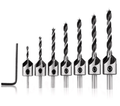 Juego de brocas de avellanado de 7 piezas Drillpro HSS de 5 flautas, para madera, taladro de chaflán de 3-10 mm