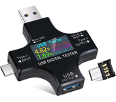 2 en 1 Tipo C USB Tester Pantalla a Color LCD Multímetro Digital USB C Voltaje Corriente Voltímetro Amperímetro Probador