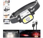 Linterna frontal LED con sensor de movimiento Wave Sensor 2000mAh 400LM, 5 modos de iluminación, recargable por USB, ide