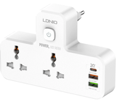 Toma de corriente LDNIO SC2311 universal con 2 salidas, cargador de pared PD QC3.0 3USB, adaptador de enchufe múltiple