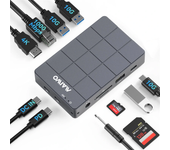 MAIWO 11-en-1 Hub USB-C con carcasa de disco duro SATA SSD NVMe M.2 de 10Gbps 4K@60Hz / 100W PD / USB3.1 Gen2 / USB2.0 /