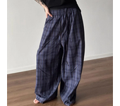 INCERUN Pantalones a cuadros para hombres Cintura elástica cómoda Pantalones informales con bolsillos Ajuste holgado Pan