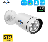 Cámara IP PoE Hiseeu 4K 8MP para exteriores con visión nocturna, detección de movimiento, intercomunicador bidireccional