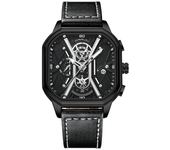 Relojes de lujo para hombres CRRJU,cuadrado,de negocios,reloj de cuarzo de cuero,impermeable,cronógrafo,reloj deportivo