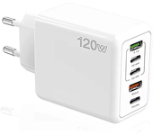Cargador USB PD de 120W 5 puertos 2USB-A + 3USB-C PD QC3.0 Adaptador de carga rápida de pared Enchufe de UE Enchufe de E