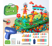 230pcs Dinosaurio Simulación Maleta Tornillos Juguetes Educativos Taladro Eléctrico Ensamblaje Bricolaje Caja de Herrami
