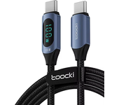 Cable Tipo C a Tipo C Toocki TQ-X03 5A PD100W con pantalla digital. Soporta carga rápida y transmisión de datos. Núcleo