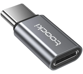 Adaptador convertidor de aleación de aluminio Toocki Z9 Type-C Male a iP Female para teléfono, computadora y portátil