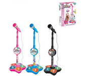 Super genial micrófono de 5 luces con soporte canciones de karaoke instrumento musical juguetes para niños