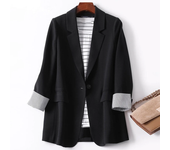 Blazer de manga larga con panel de rayas para mujer de ZANZEA