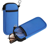 Bolsa de gafas portátil de soft zipper con hebilla, ligera, caja de doble bolsillo que puede almacenar teléfonos móviles