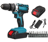 Taladro inalámbrico Drillpro de 21V 28Nm 1450r/min con ajuste de 25 velocidades y cabezales de taladro Ideal para trabaj