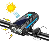 Linterna frontal para bicicletas solar Bikight 4 en 1 con batería de 2400mAh, banco de energía, 3 modos de luz, resisten