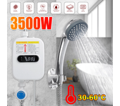 Calentador de agua eléctrico sin tanque de 3500 W 220 V para el hogar con grifo de baño y cabezal de ducha y pantalla LC