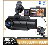 Cámara para coche de 3 canales Dash Cam con GPS, WiFi, visión nocturna IR