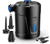 Bomba de aire eléctrica portátil de 5200mAh con inflado/desinflado rápido, recargable con 3 boquillas para piscinas de n