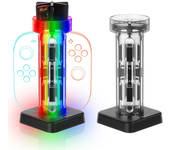 JYS JYS-NS2279 Switch2 Joy-Con Dock de Carga 4 en 1 Luces RGB para Juegos Organizador Vertical Estación de Carga Rápida
