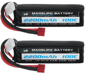 Batería LiPo MARSLIPO 7.4V 2200mAh 100C 2S T Plug con adaptador XT60 para modelos RC