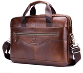 BULLCAPTAIN Maletín Bolsas de Mensajero para Hombre de Piel Genuina Bolsa para Portátil de 14 Pulgadas Maletín de Oficin