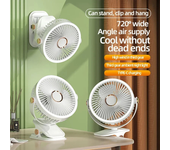 Ventilador de clip mini sin cables con ventilador eléctrico de techo con luz LED. Ventilador eléctrico recargable por US