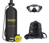 Juego de tanque de buceo DIDEEP 4L con manómetro mejorado + chaleco de buceo + gafas de snorkel Cilindro de oxígeno port