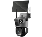 Cámara PTZ Solar Inalámbrica 4G UHD de 6MP con Tres Lentes y Zoom 10X para Exterior, Cámara IP con Panel Solar, Visión N